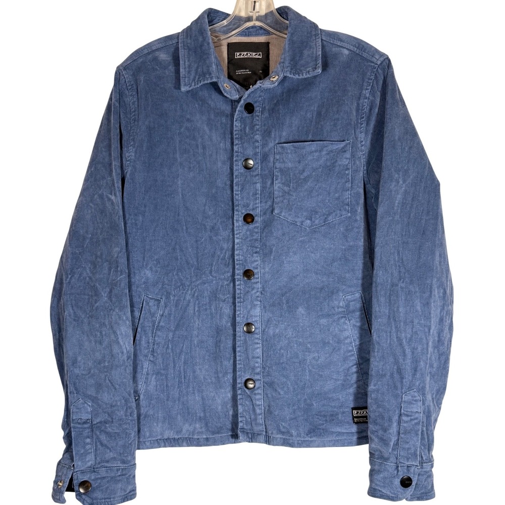 Ezekiel Mens Blue Corduroy Button Front Shirt Jacket EJ223066N Small